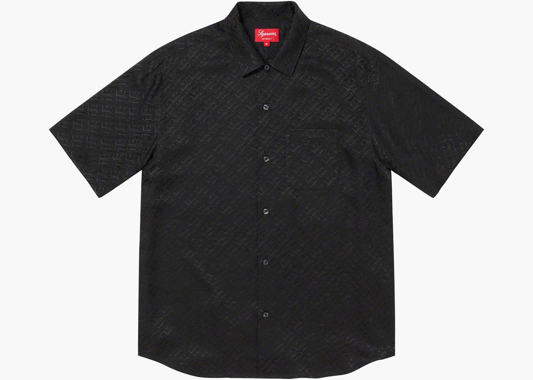 Supreme Tonal Monogram Silk S/S Shirt Black | Hype Clothinga