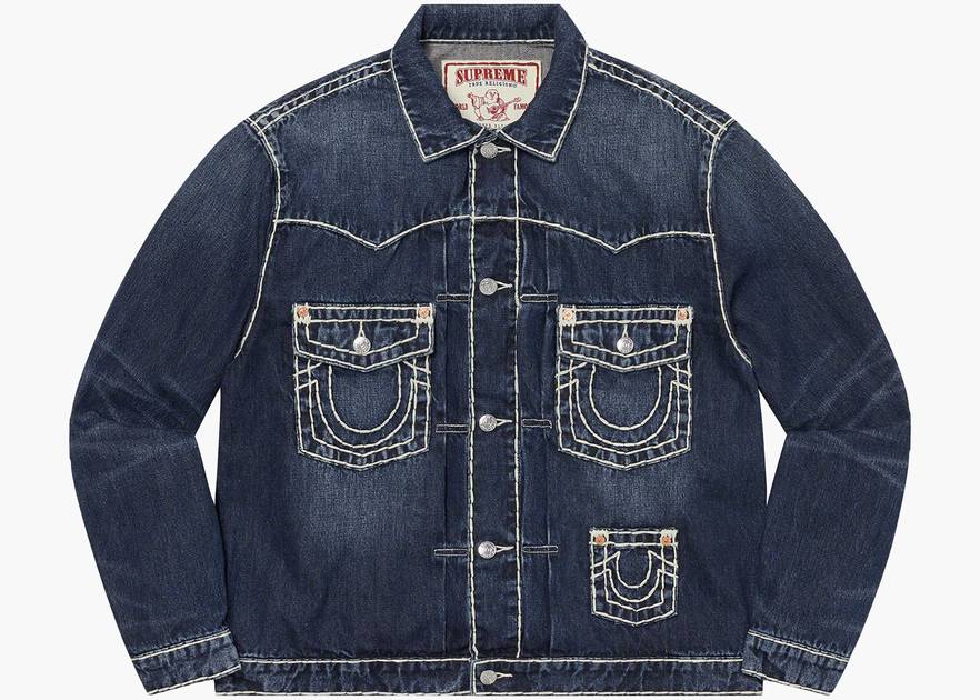 Supreme Script Jacquard Denim Trucker Jacket 'Washed Blue