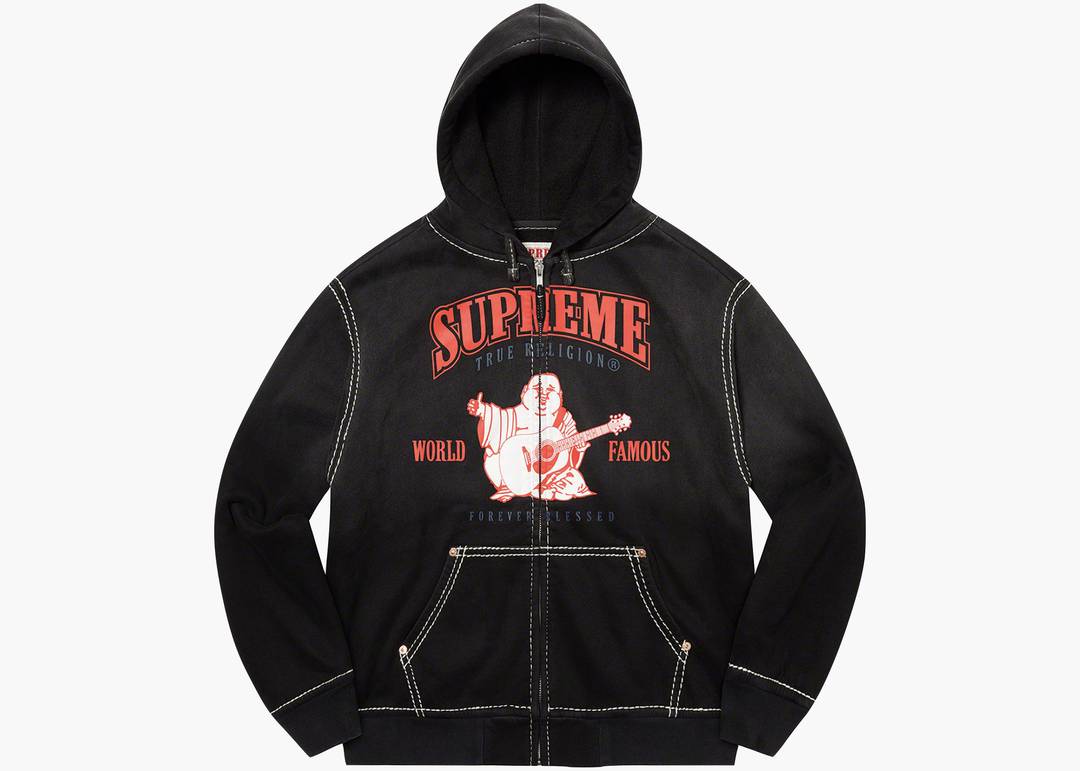 Supreme True Religion Zip Up Hooded Sweatshirt Black | Hype 