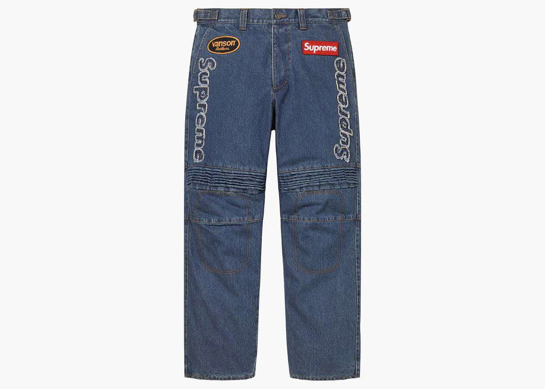 Supreme Vanson Leathers Cordura Denim Racing Pant Blue Men's