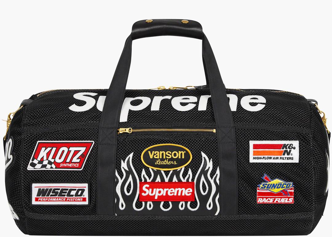 Supreme Vanson Leathers Cordura Mesh Duffle Bag Black | Hype Clothinga