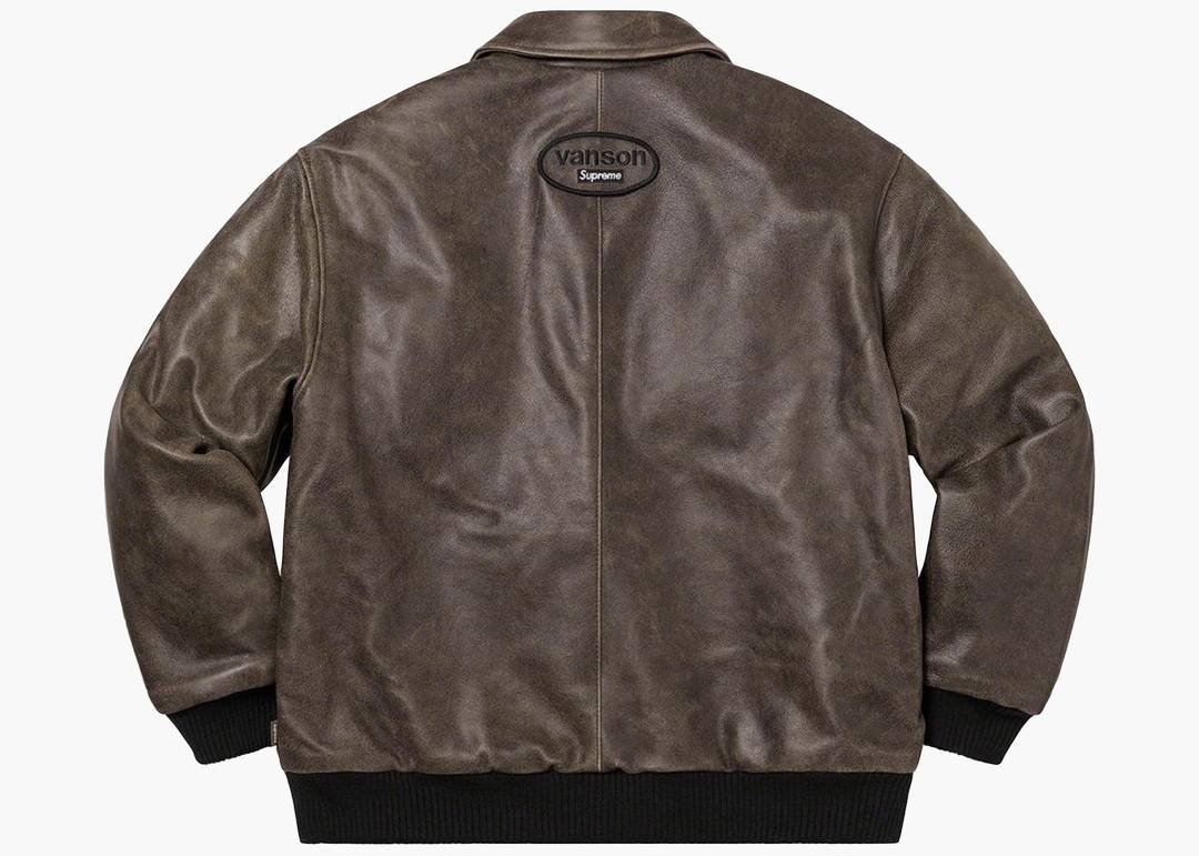 Supreme Vanson Leathers Worn Leather Jacket Brown