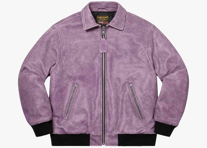 Supreme Vanson Leathers Worn Leather Jacket Dark Purple Supreme Vanson Leathers Worn Leather Jacket Dark Purple