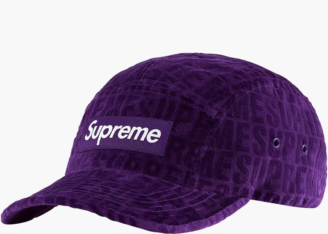 Supreme Velours Camo Camp Cap パープル 予約販売品 - 帽子