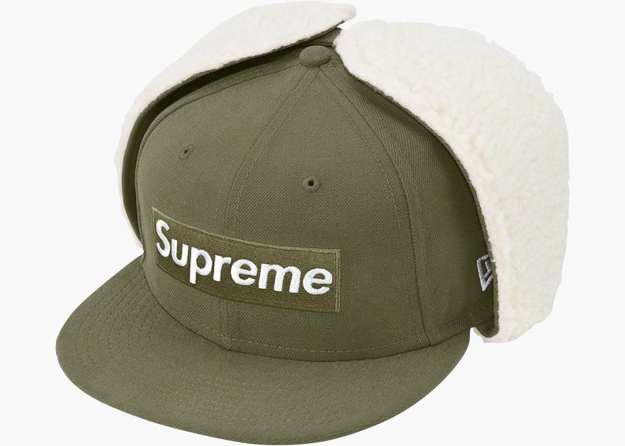 Supreme WINDSTOPPER Earflap Box Logo New Era Dark Olive | Hype 