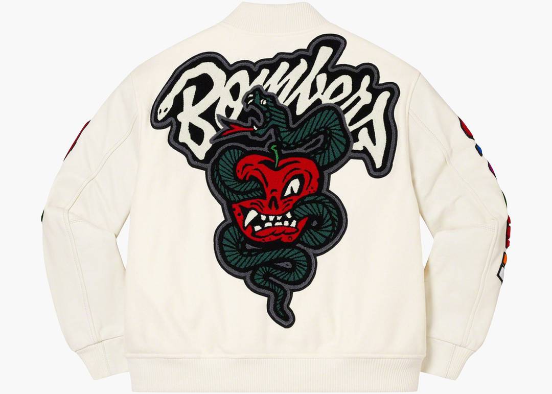 Supreme WTAPS Varsity Jacket White | Hype Clothinga