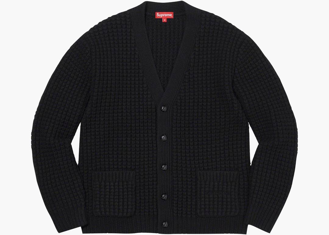Supreme Waffle Knit Cardigan Black | Hype Clothinga