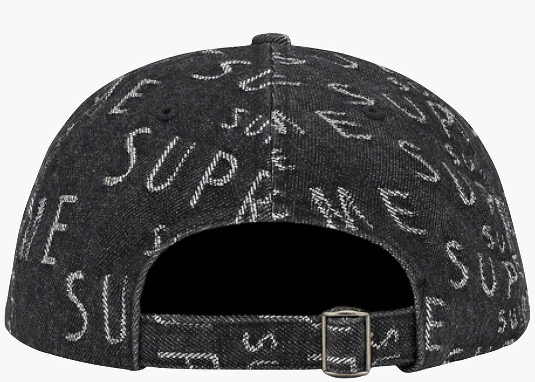 Supreme Warp Jacquard Logos Denim 6-Panel Black Supreme Warp Jacquard Logos Denim 6-Panel Black