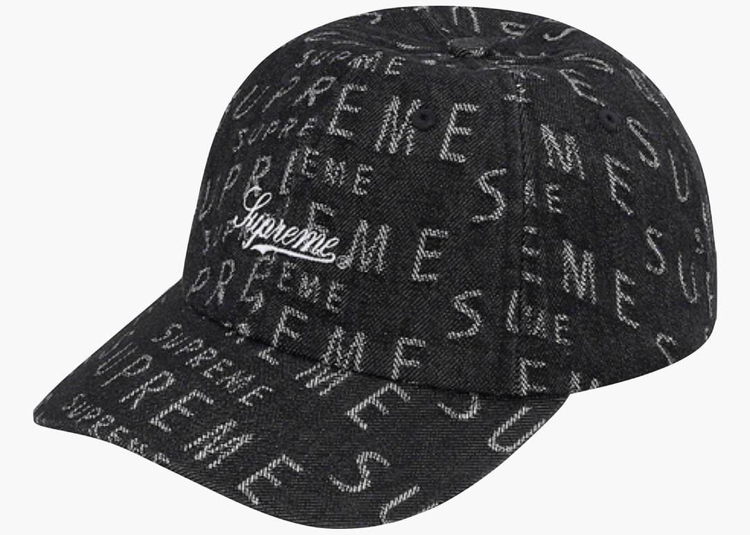 Supreme Warp Jacquard Logos Denim 6-Panel Black