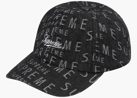 Supreme Warp Jacquard Logos Denim 6-Panel Black Supreme Warp Jacquard Logos Denim 6-Panel Black