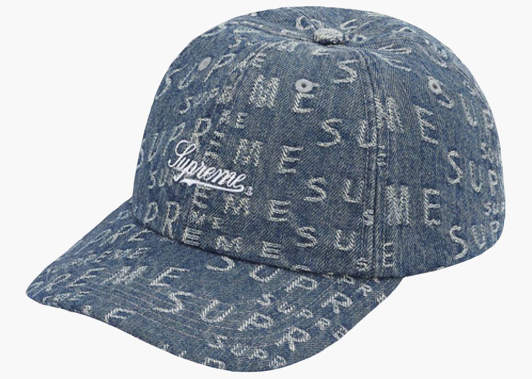 Supreme Warp Jacquard Logos Denim 6-Panel Blue