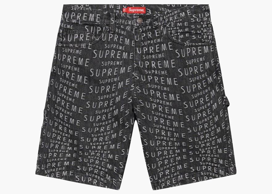 Supreme Warp Jacquard Logos Denim Painter Short Black