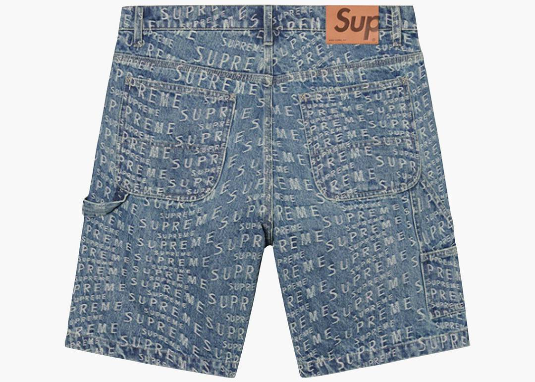 Supreme Warp Jacquard Logos Denim Painter Short Blue Supreme Warp Jacquard Logos Denim Painter Short Blue