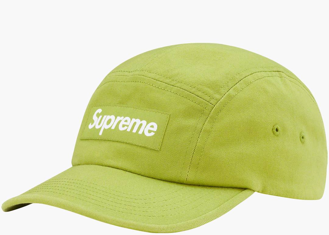 Supreme Washed Chino Twill Camp Cap Cap (SS22) Dark Lime | Hype