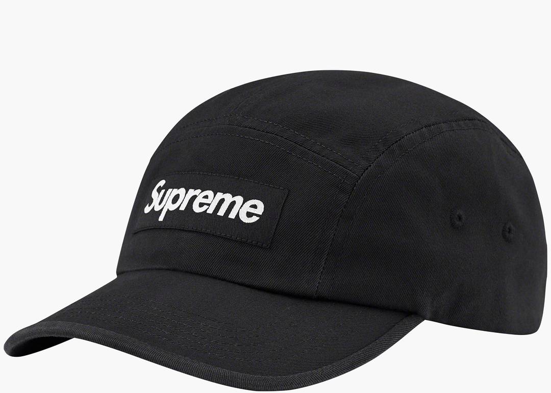 Supreme Washed Chino Twill Camp Cap Cap (SS22) Black | Hype Clothinga