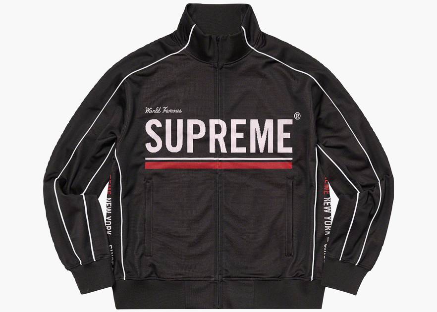 Supreme World Famous Jacquard Track Jacket Black   Hype