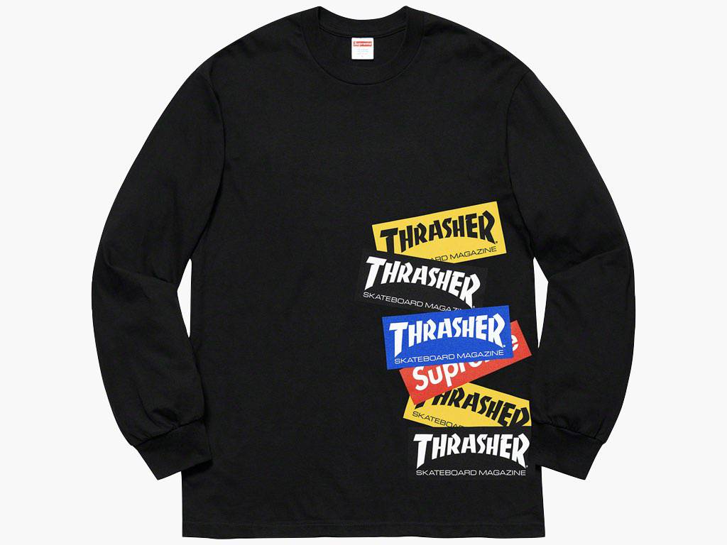 Supreme / Thrasher Multi Logo L/S Tee Black | Hype Clothinga