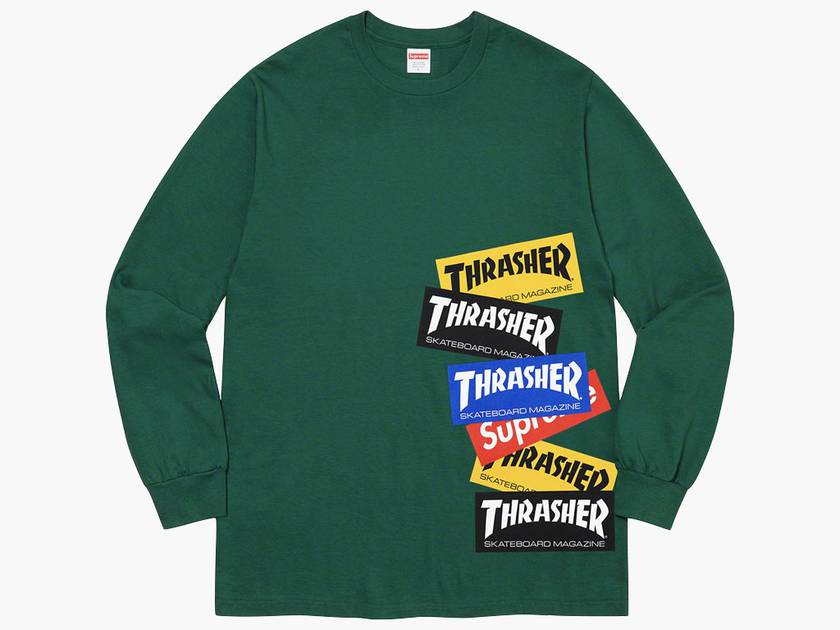 Supreme / Thrasher Multi Logo L/S Tee Dark Green