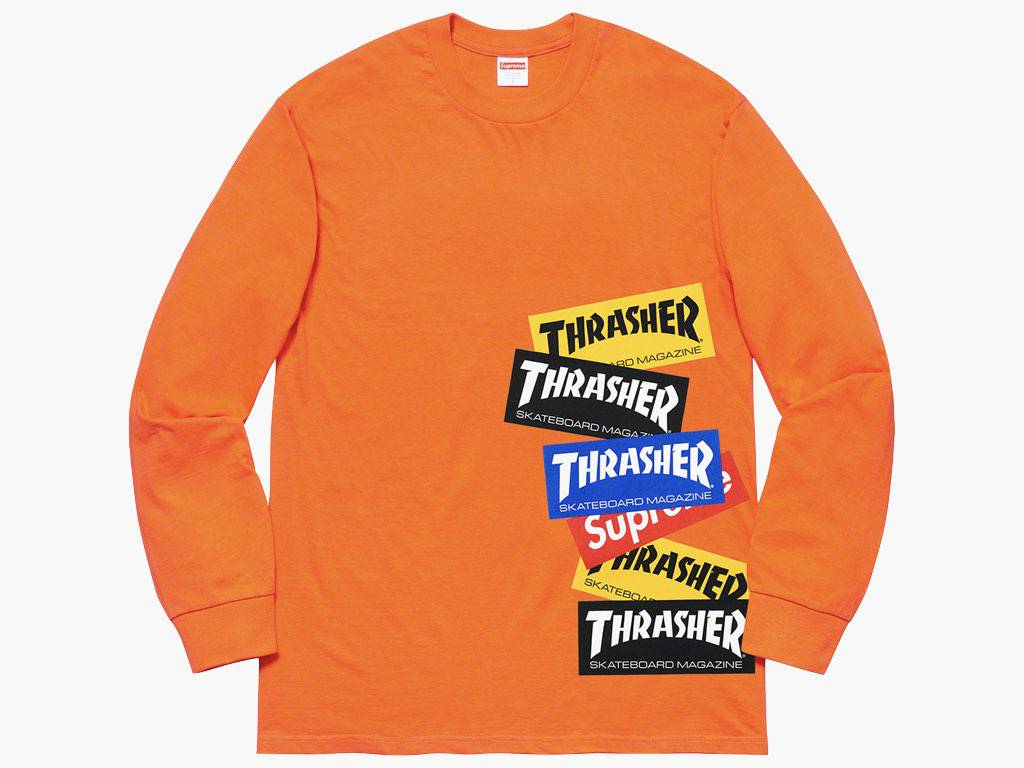 Supreme / Thrasher Multi Logo L/S Tee Orange | Hype Clothinga