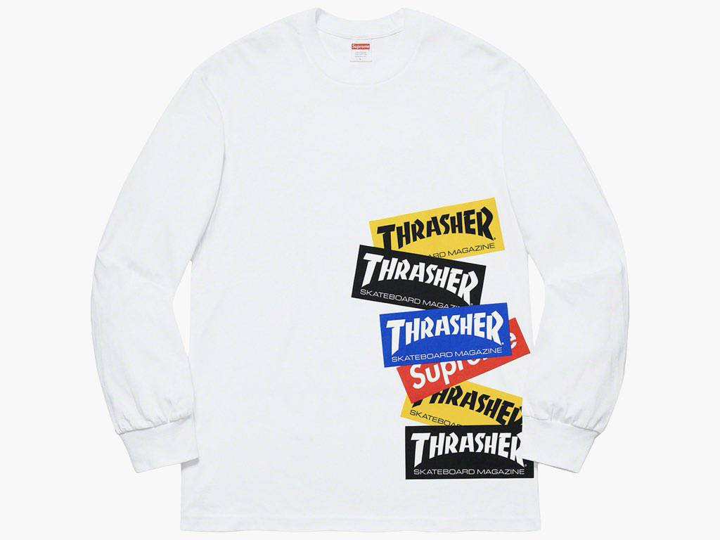Supreme / Thrasher Multi Logo L/S Tee White | Hype Clothinga