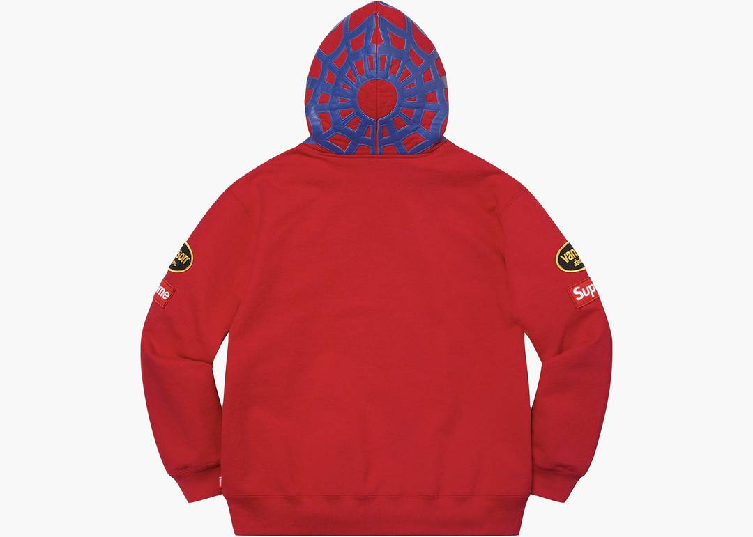 Supreme/Vanson Leather Spider Web Zip Up Hooded Sweatshirt Red