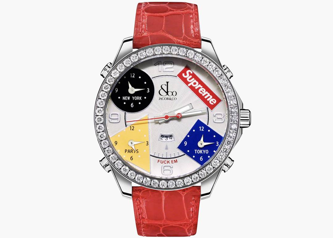 Supreme/jacob & Co. Time Zone 47mm Watch Red | Hype Clothinga