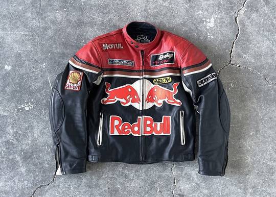 Vintage Rare-Red Bull Racing Leather Jacket | Hype Clothinga