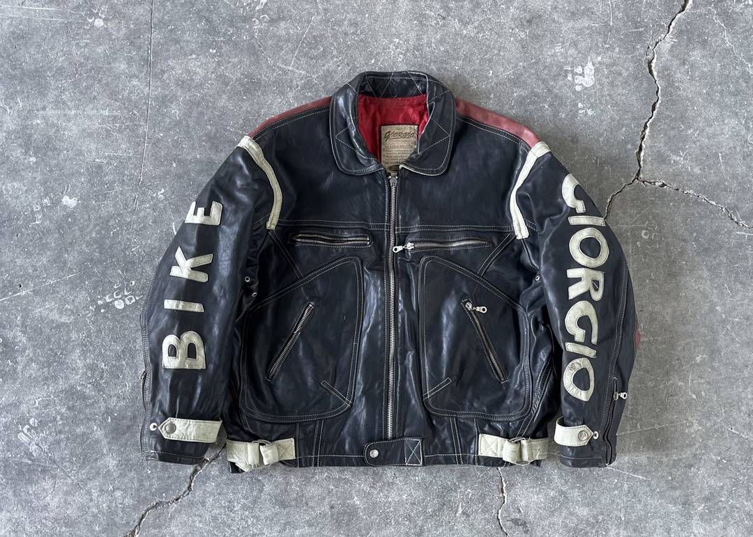 Vintage Rare Giorgio Racing Leather Jacket 80s | Hype Clothinga