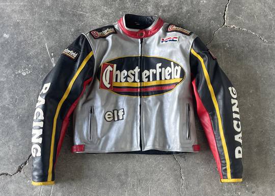 Vintage Rare Leather Jacket Chesterfield Hrc Elf Racing  00153 Hype Clothinga Limited Edition.