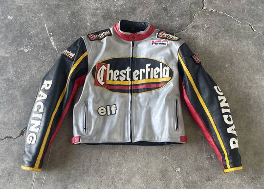 Vintage Rare Leather Jacket Chesterfield Hrc Elf Racing  00153 Hype Clothinga Limited Edition