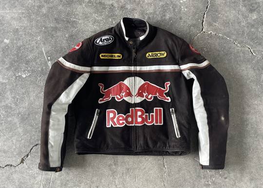 Vintage Rare Leather Suede Jacket Red Bull Arrow Michelin Arai  00173 Hype Clothinga Limited Edition