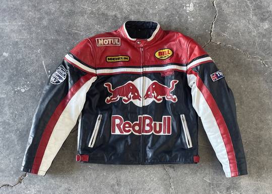 Vintage Rare Red Bull Leather Jacket Michelin Bell Helmets 2008 Triumph Rat  00201 Hype Clothinga Limited Edition