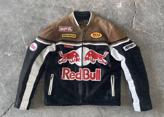 Vintage Rare Suede Jacket Racing Red Bull Alpinestars Michelin Modul Bell Helmets Esso 00152 Hype Clothinga Limited Edition