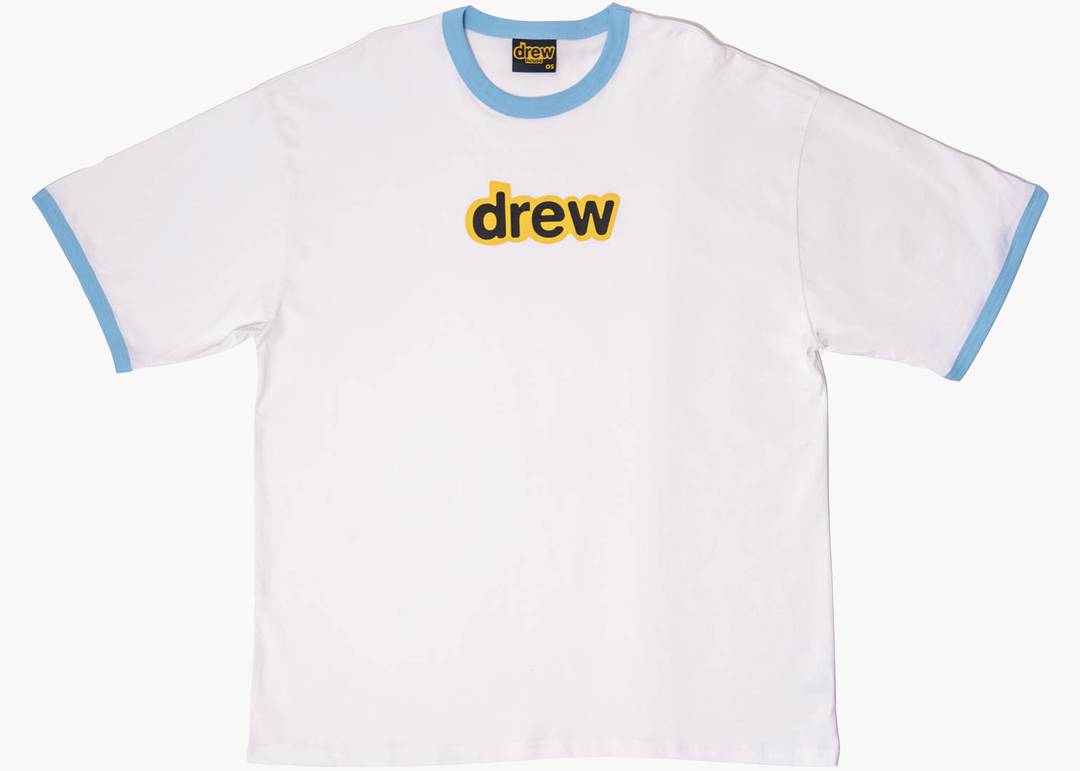 Drew House oversized secret ss ringer tee white/sea blue