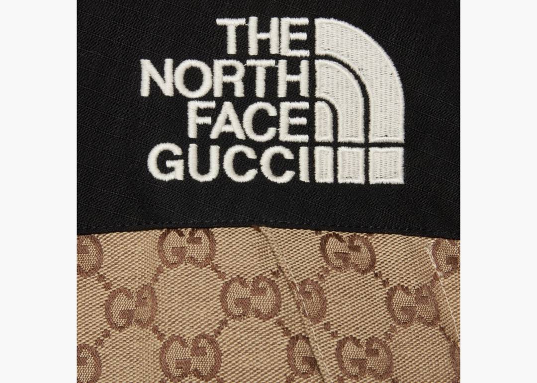 Gucci x The North Face Womens GG Padded Jacket Black Ebony Beige