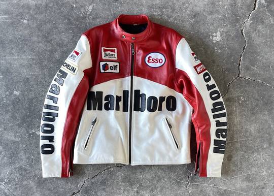 Vintage Ultra Rare Marlboro Racing Leather Jacket Made in USA 80’s Elf Esso Michelin Motul 00135 Hype Clothinga Limited Edition