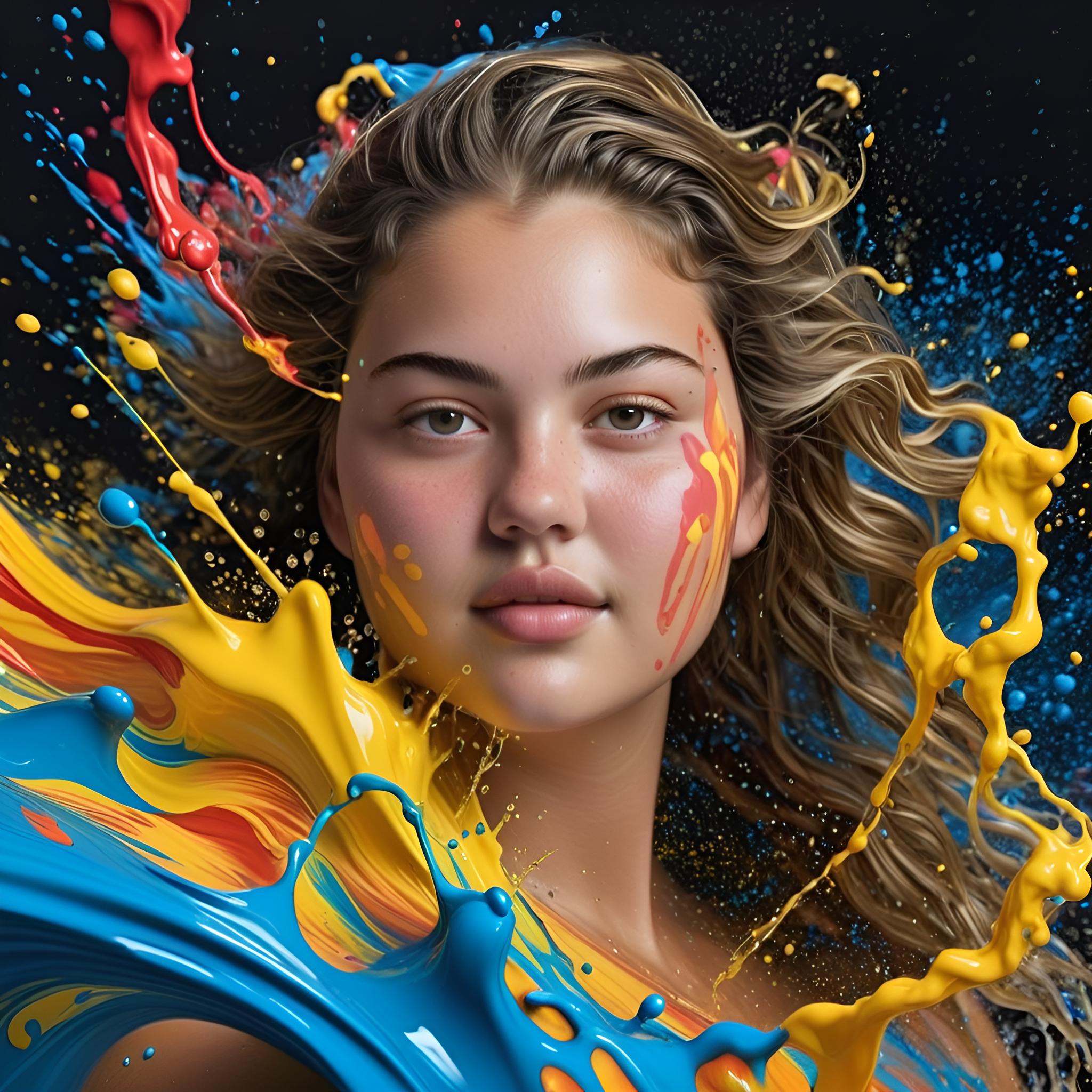 splash art ai painting of a woman