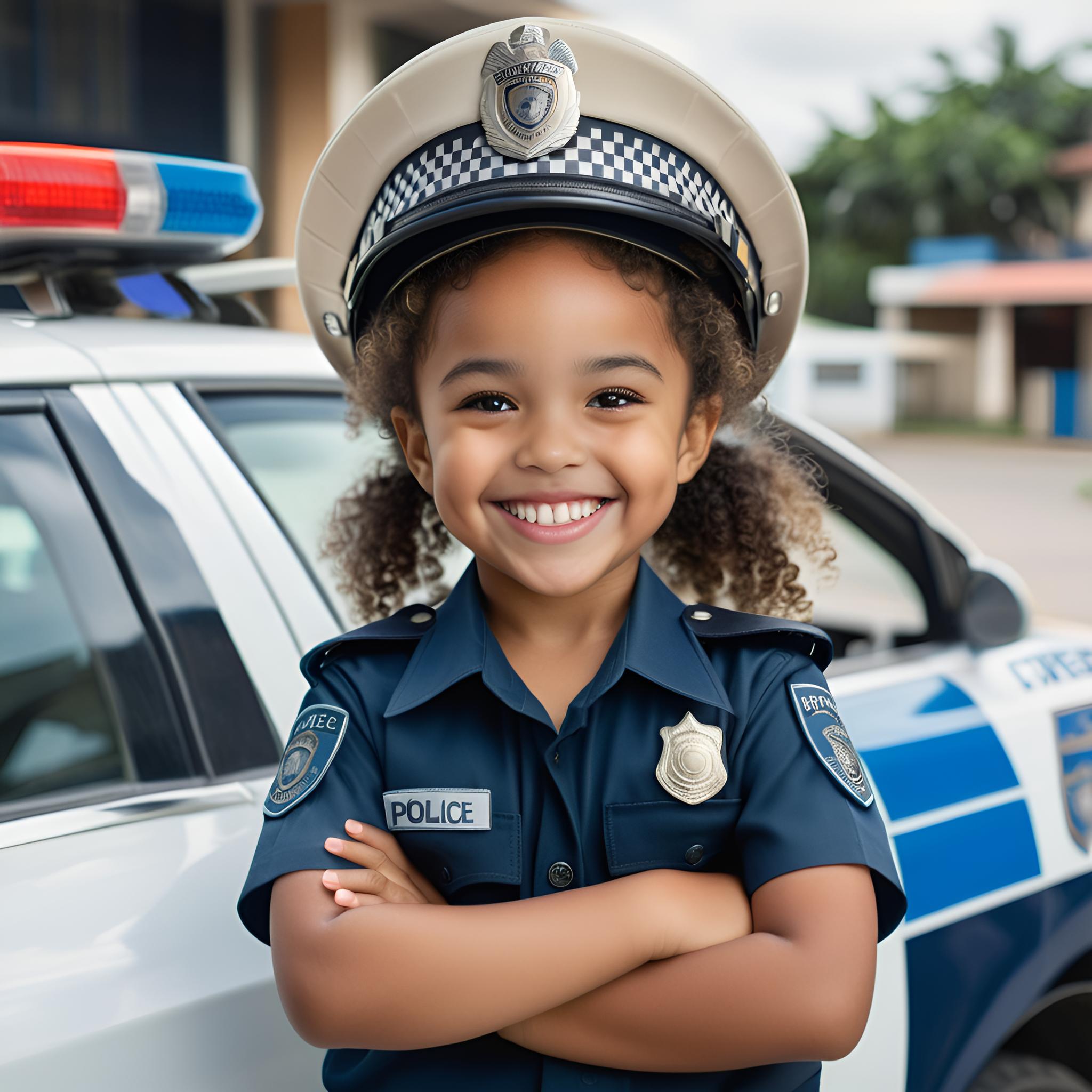 ai image of little girl as a police officer
