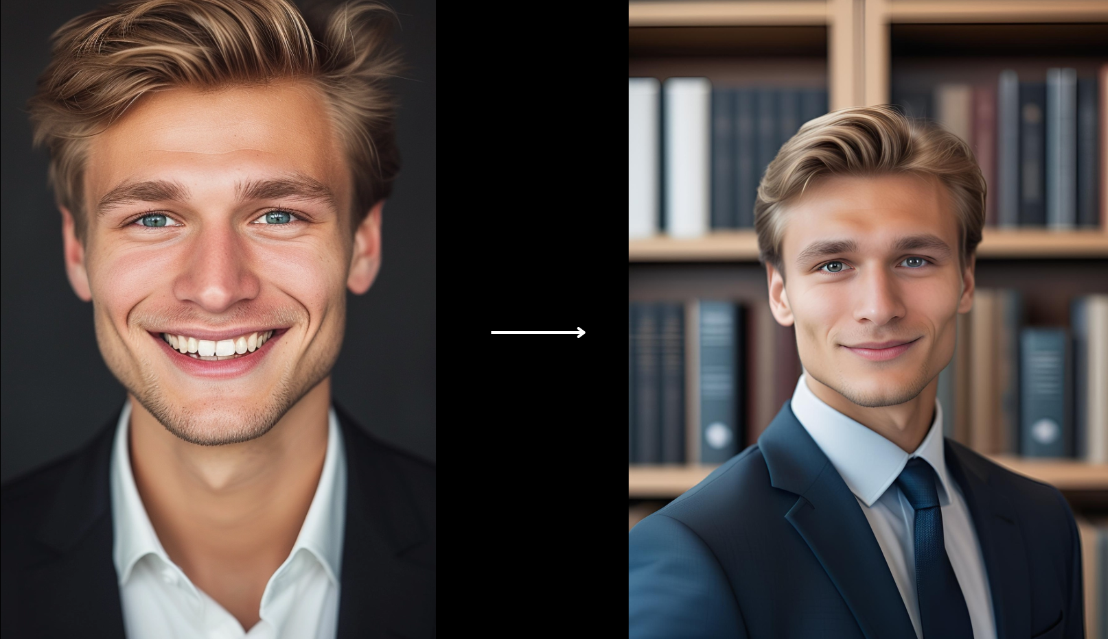 ai headshot of a man in a library