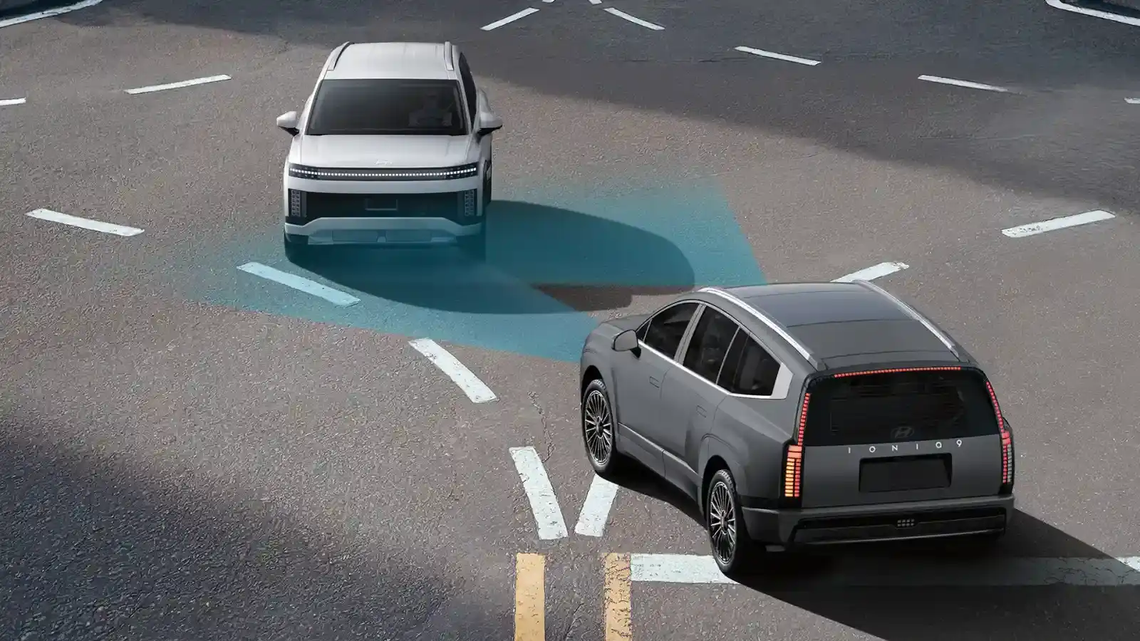 Assistance à l’évitement de collision dans les angles morts de l’IONIQ 9 2026