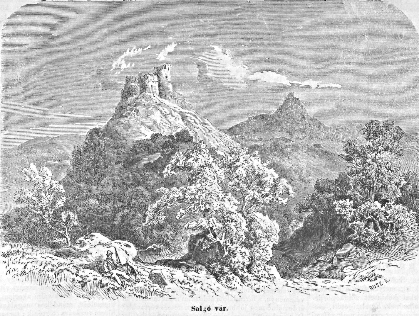 Grabado del siglo XIX del castillo
