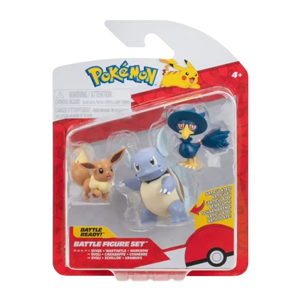 Battle Figure Set (Eevee + Wartortle + Murkrow)