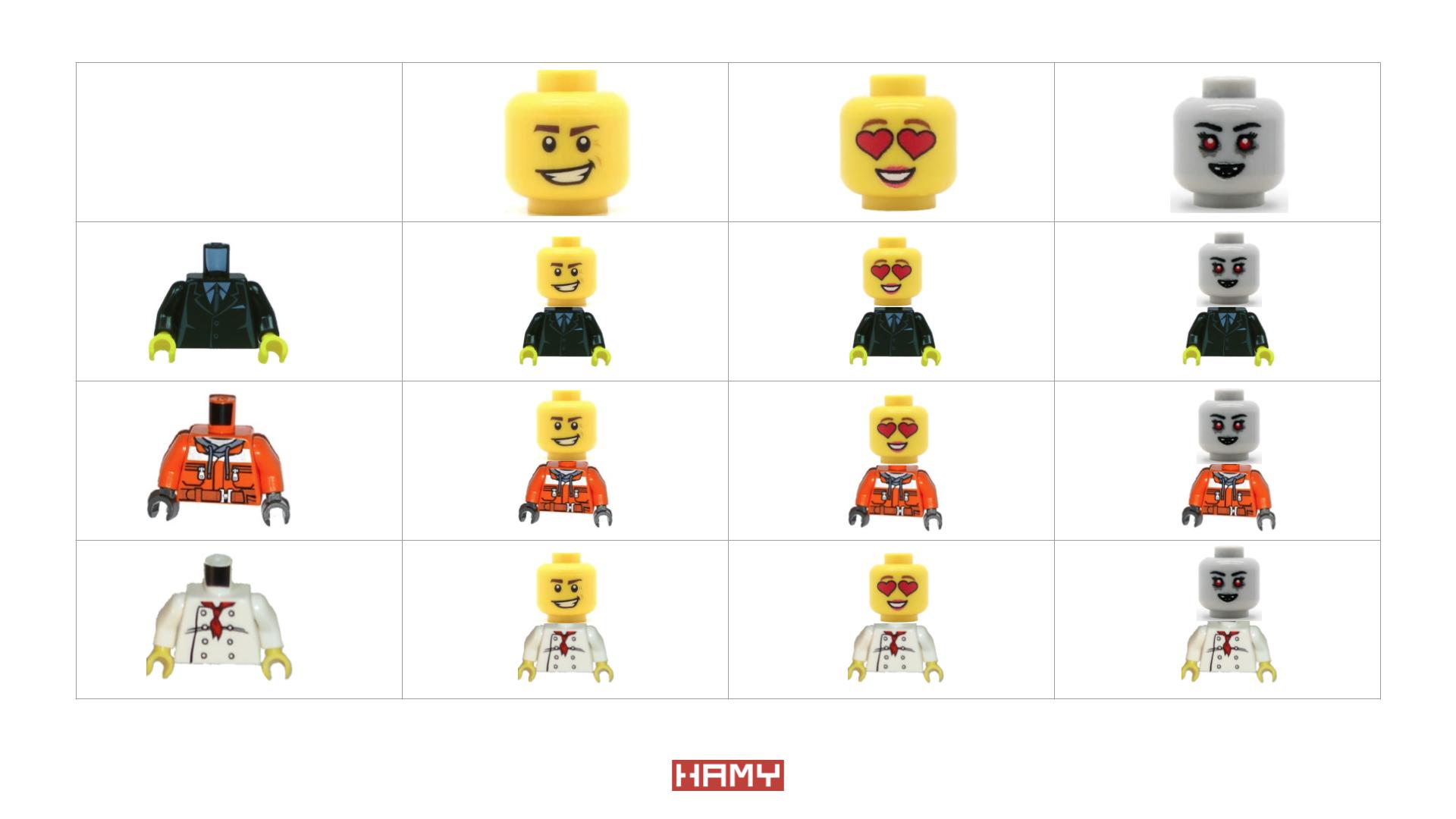 Lego character combinations