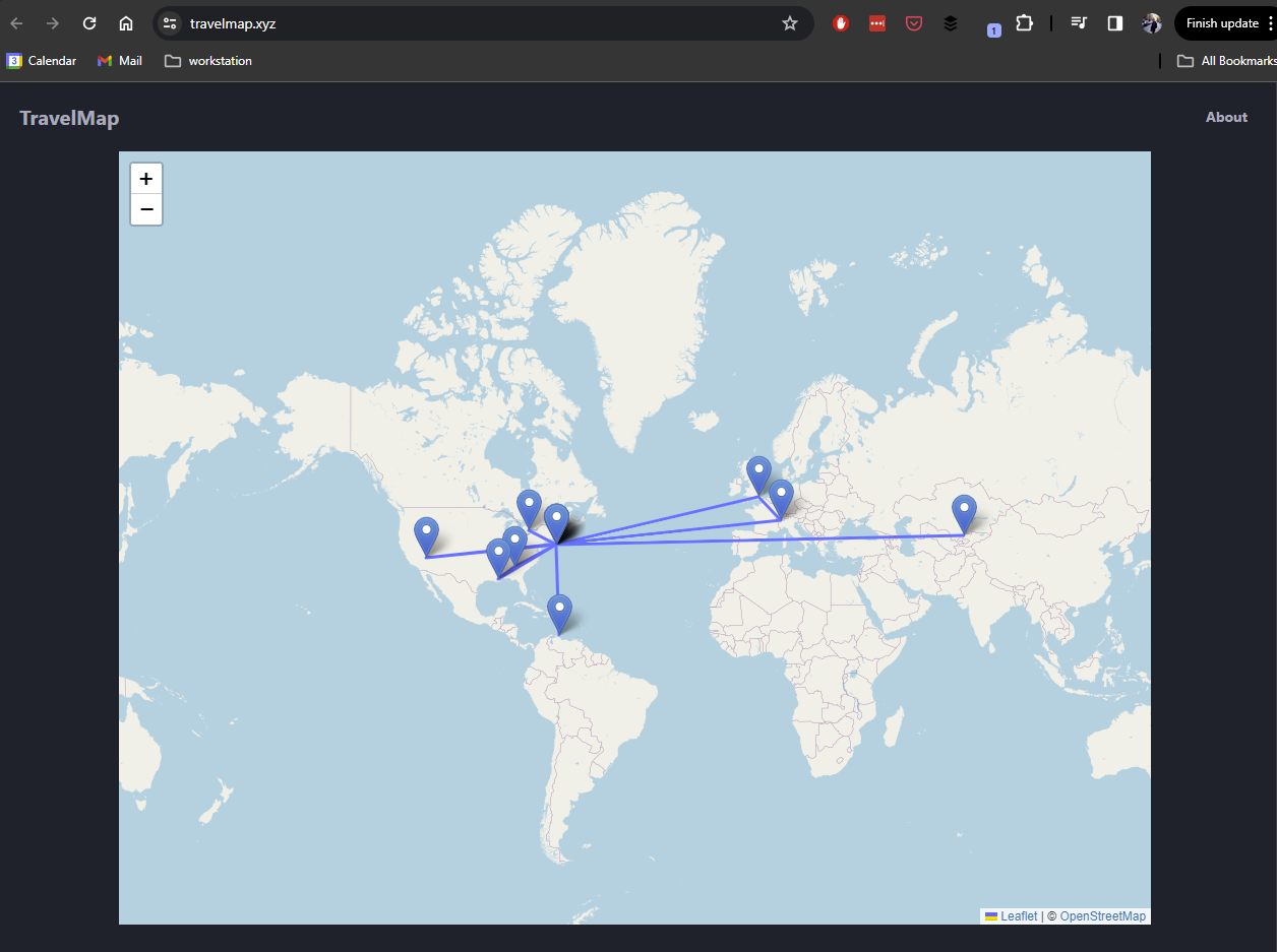 2023 Travels - visualized with TravelMap