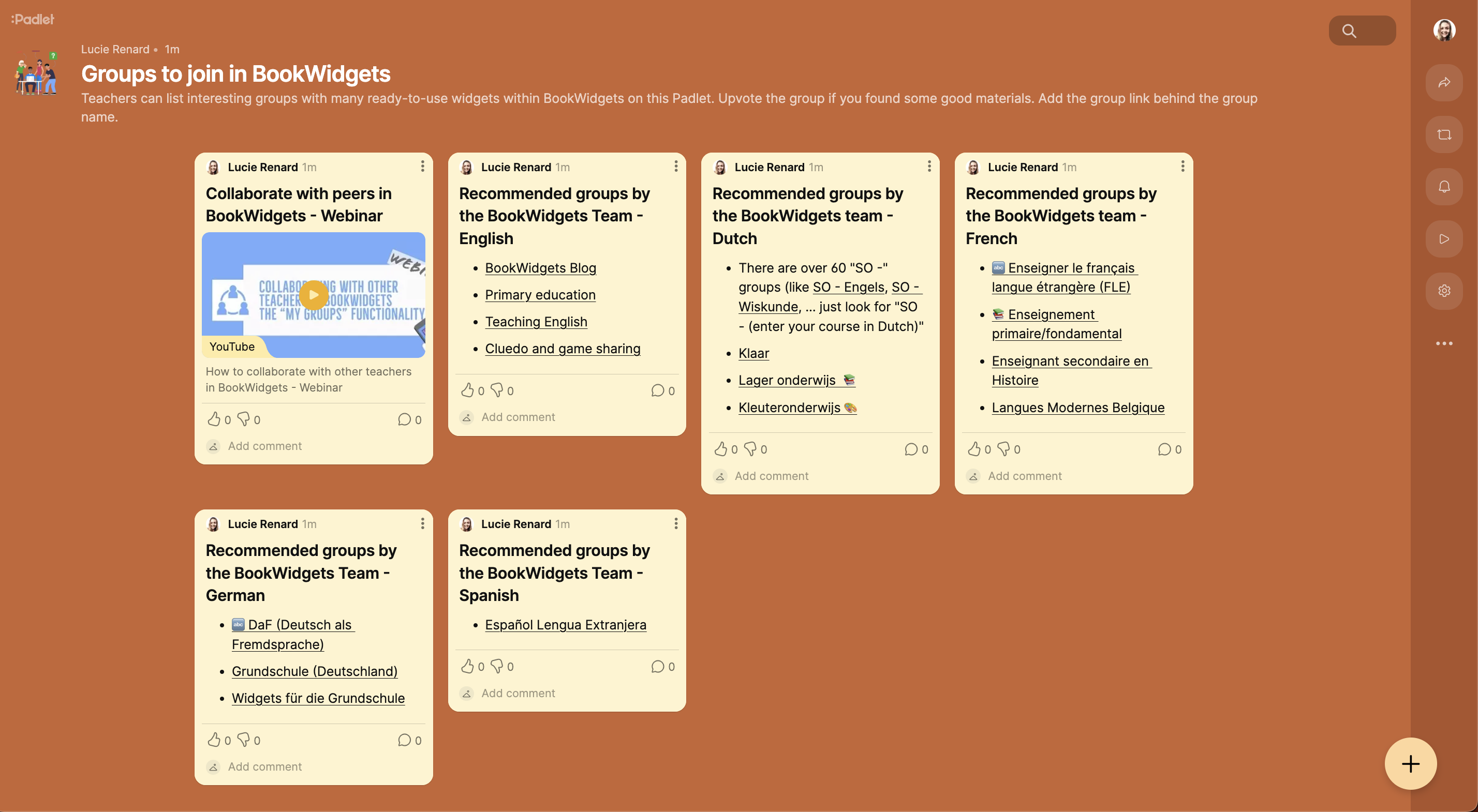 Padlet with bookwidgets groups for collaboration