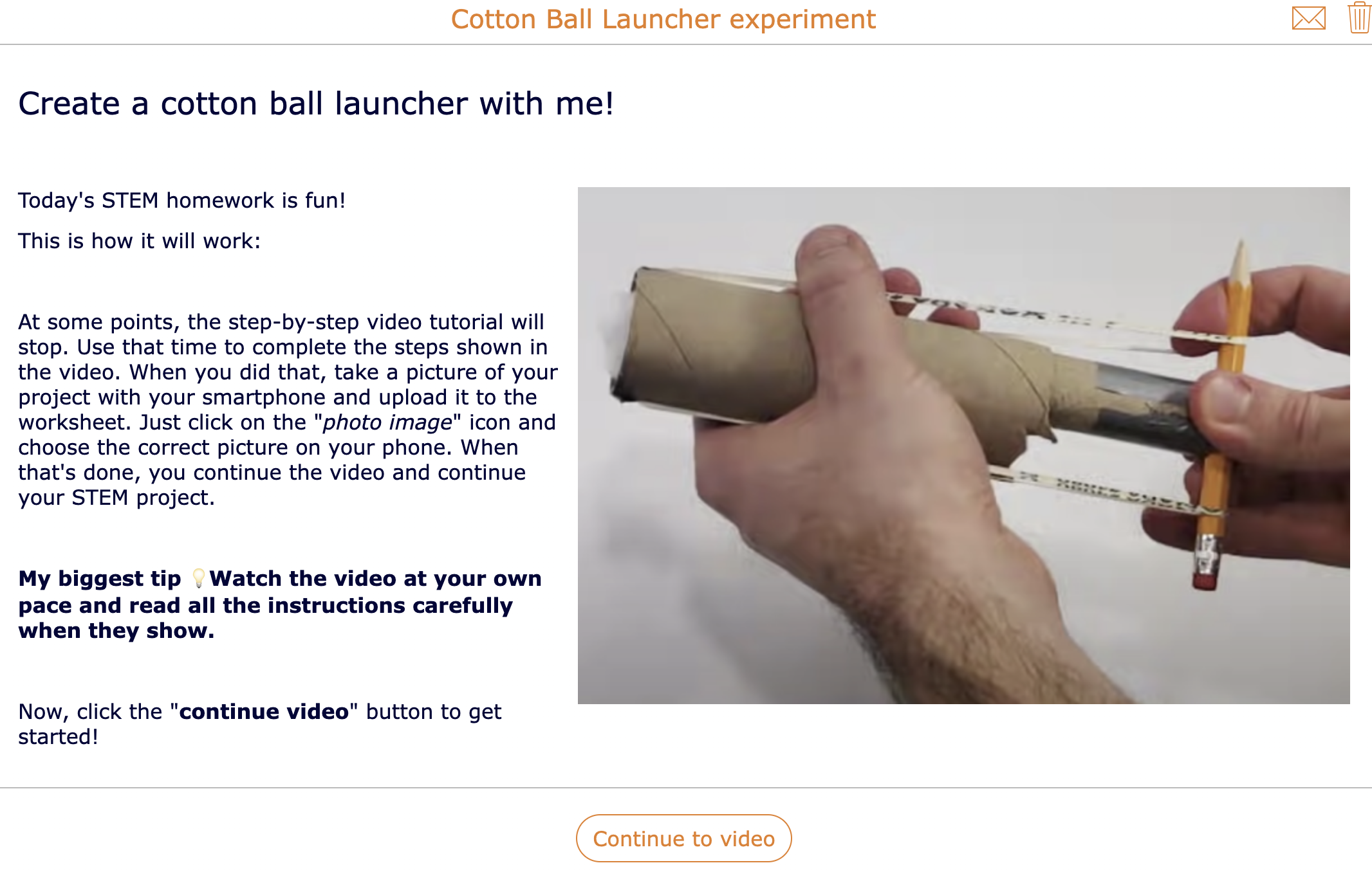 STEM physics digital activity - Cotton ball launcher