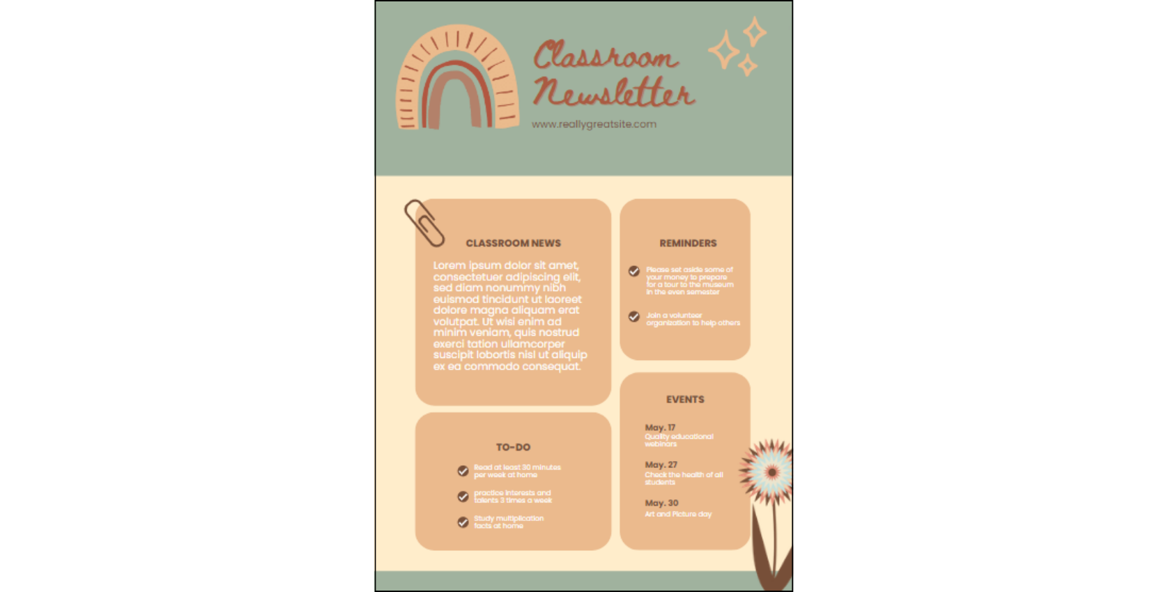 Classroom newsletter