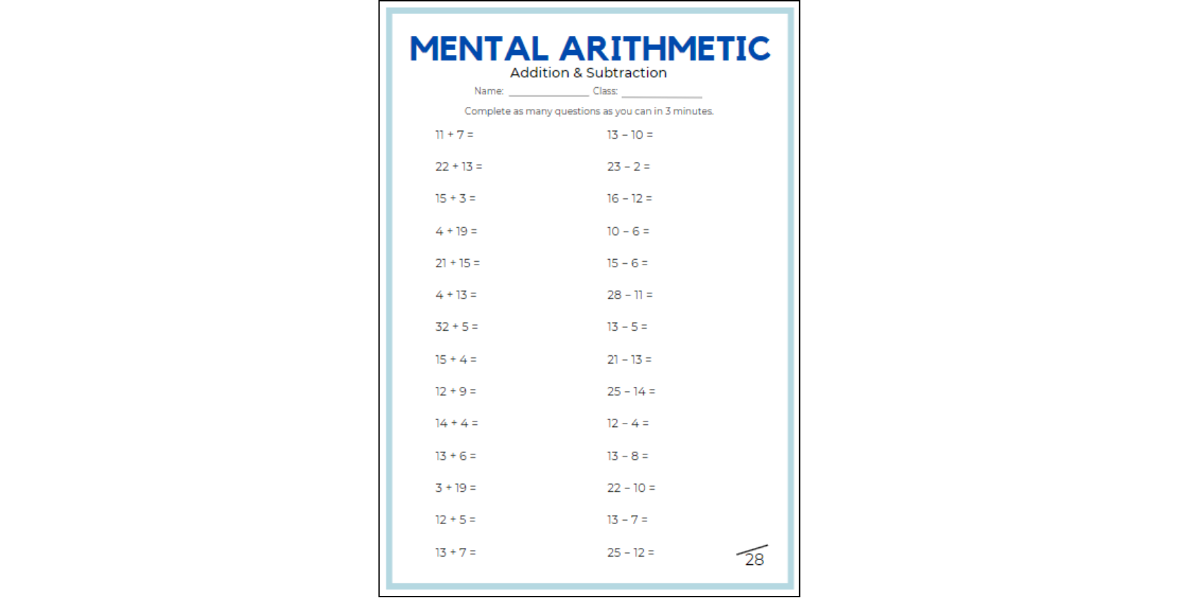 Mental arithmetic