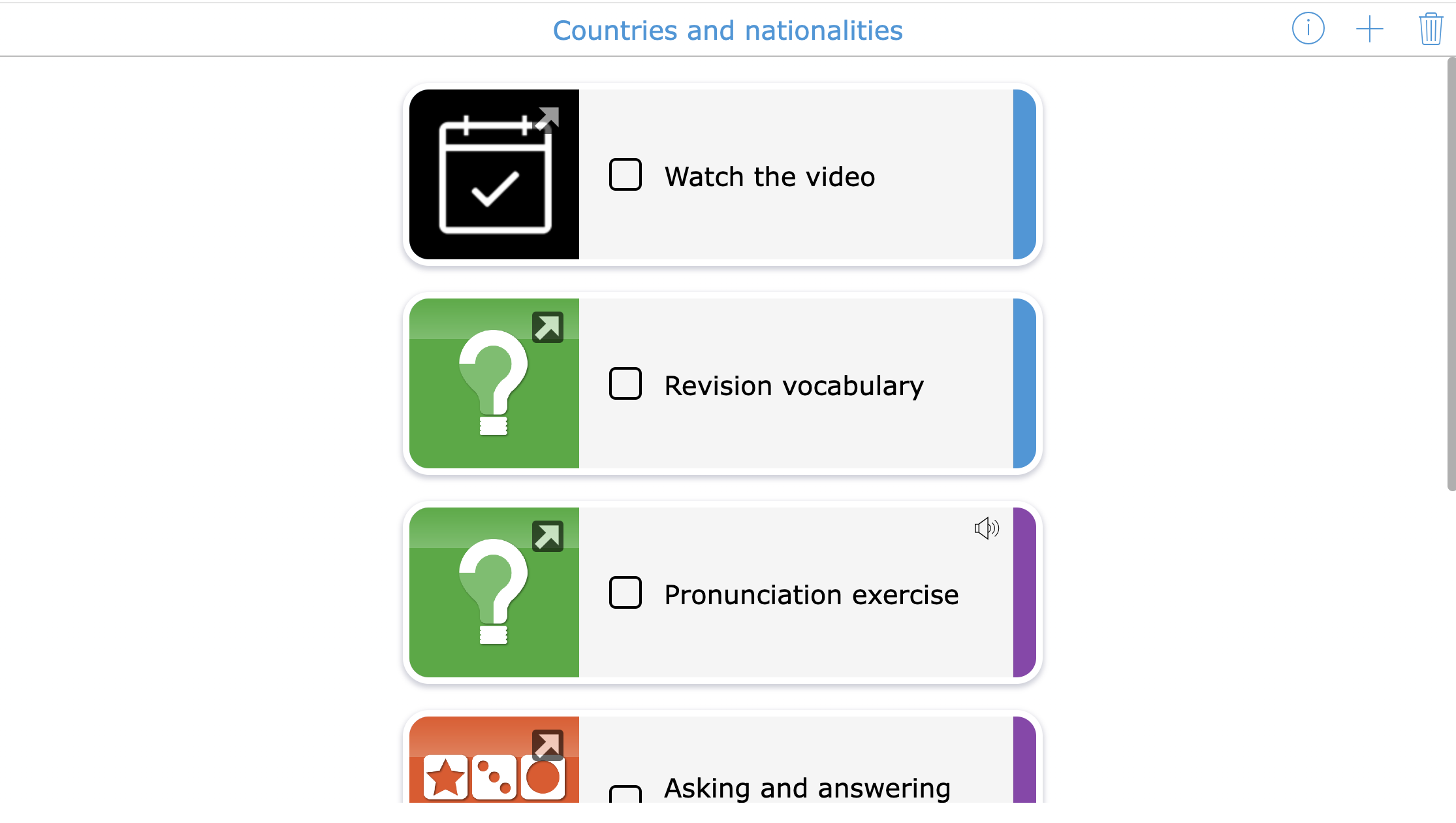 Flipped learning in a Planner widget