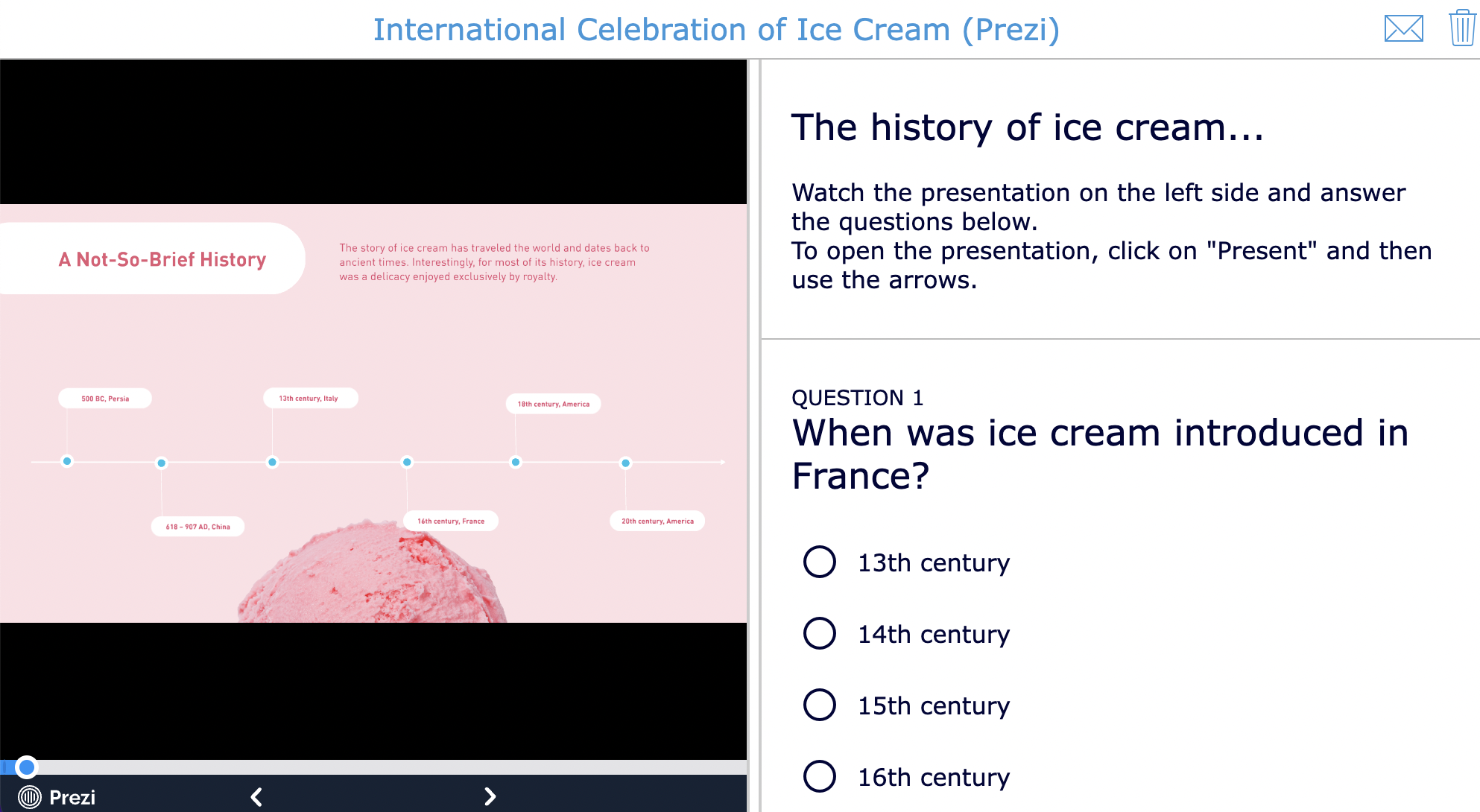 Prezi lesson idea - Ice cream